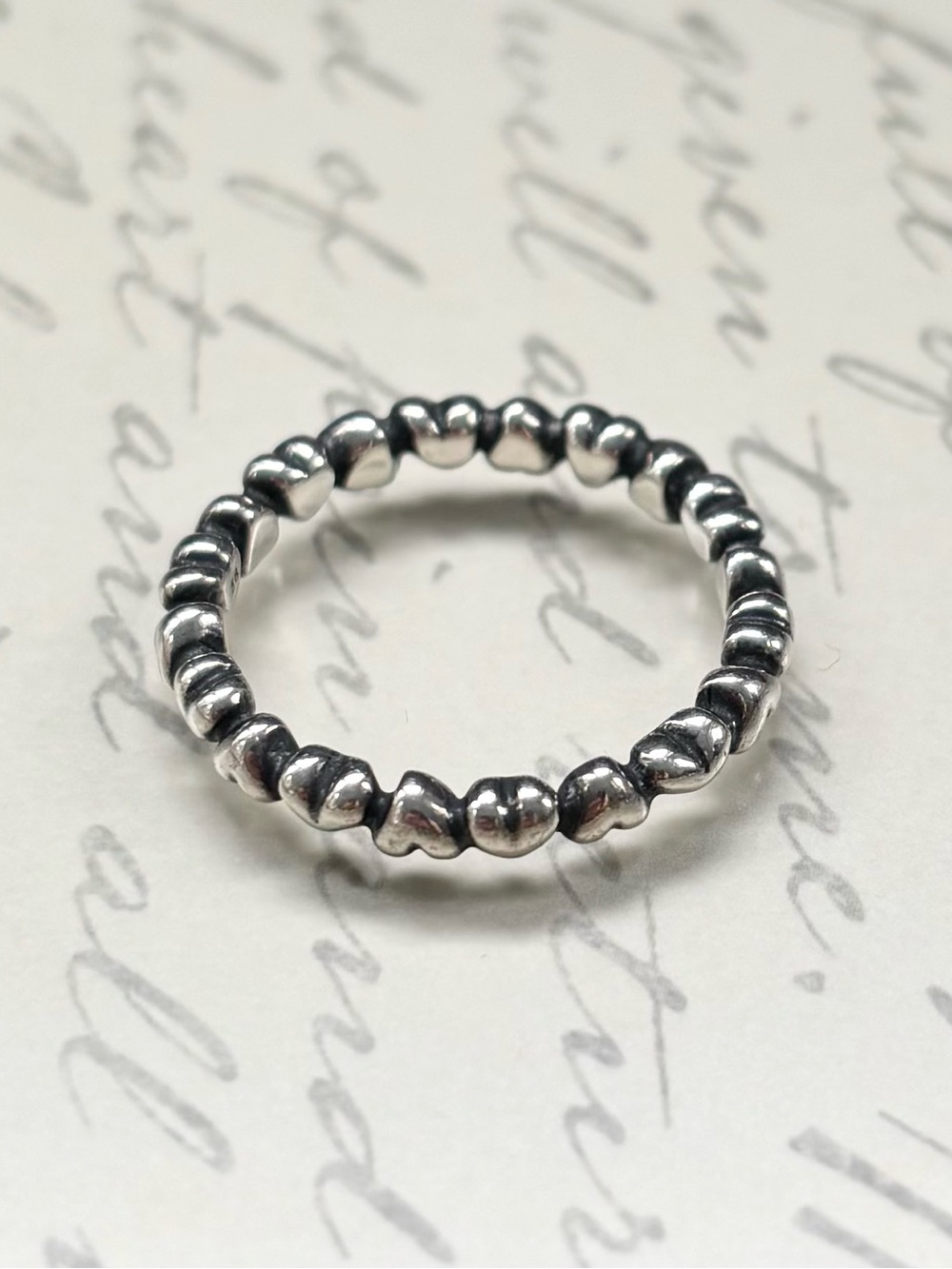 Authentic Retired Pandora Chain of Hearts Ring – Sterling Silver Size 56 / 7.5